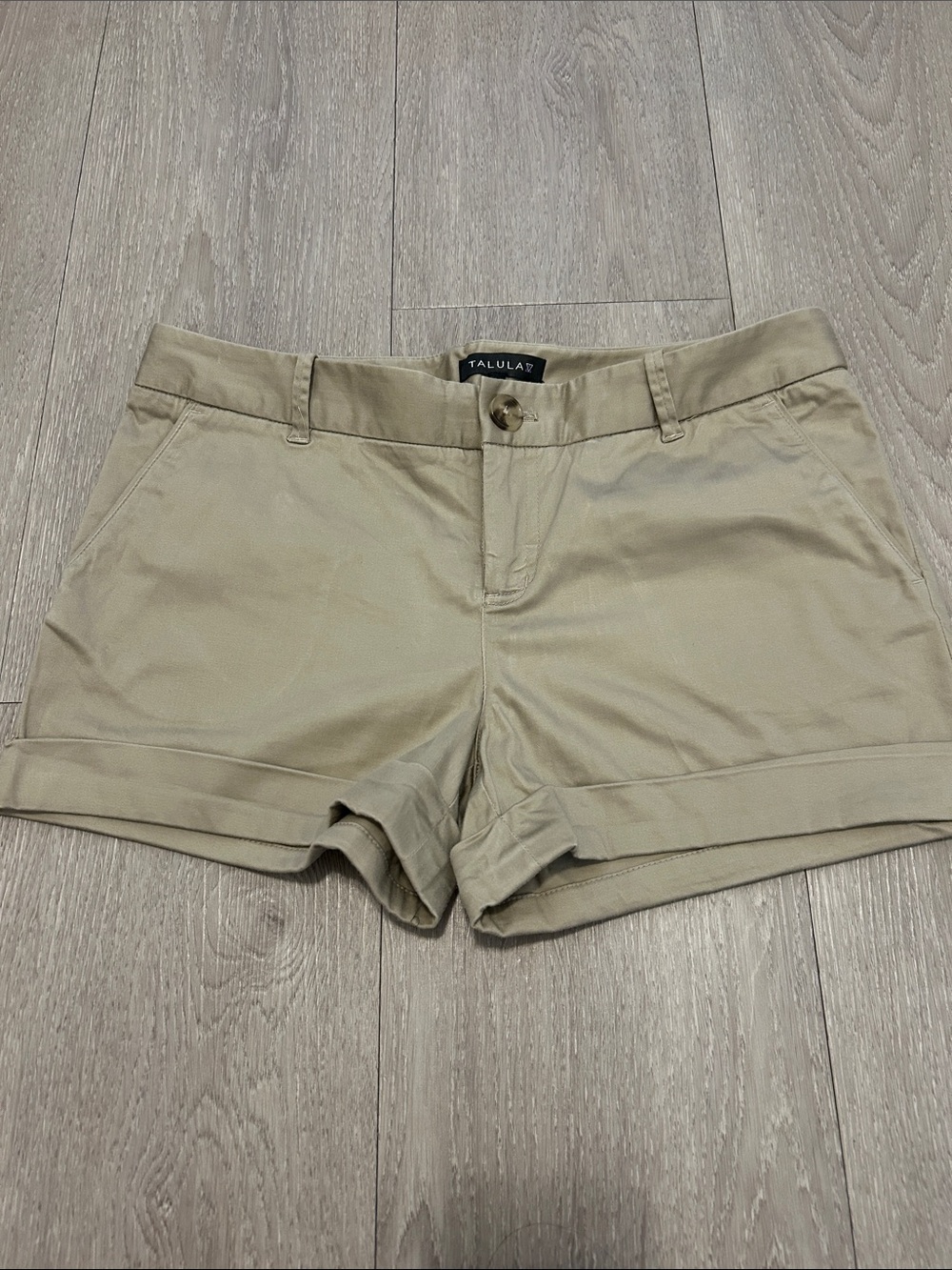 Talula Beige Cuffed Chino Shorts